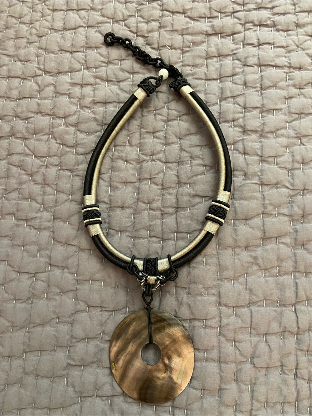 Black and Gold Statement Pendant Necklace - Women Jewelry